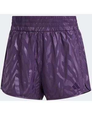adidas Aop Pacer Training Woven High Rise Shorts - Purple