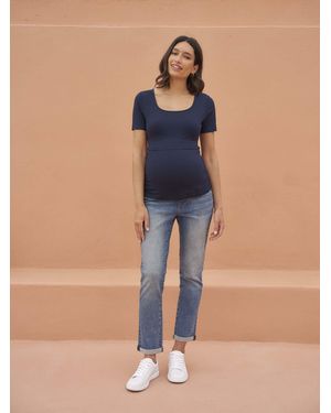 Seraphine Maternity & Nursing Short Sleeve Jersey Tops 2 Pack - Blue