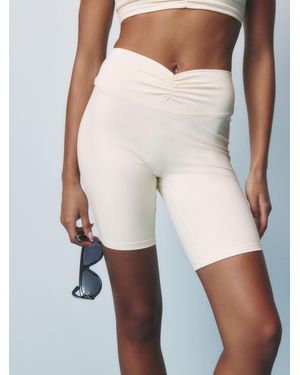 Self Cycling Shorts With Ruched Waist - White