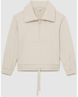 Reiss Ivory Layla Lyocell-Wool Half-Zip Sweatshirt - Natural