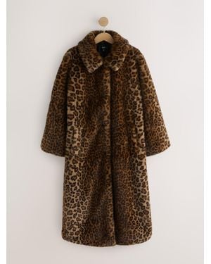 Next Faux Fur Maxi Coat - Brown