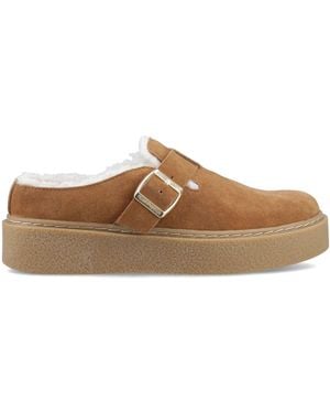Hush Puppies Blanche Fur Suede Mules - Brown
