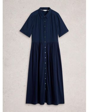 White Stuff Rylee Double Cloth Shirt Dress - Blue