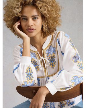 White Stuff Ciara Embroidered Blouse - White