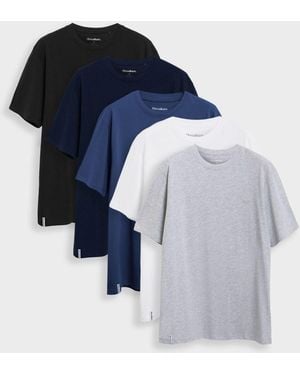 Threadbare Cotton Crew Neck T-Shirts 5 Pack - Blue