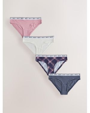 Next Check Bikini Cotton Modal Logo Panties 4 Pack - Blue