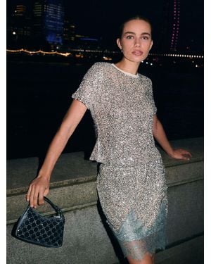 Never Fully Dressed Sequin Mini Maeva Skirt - Brown