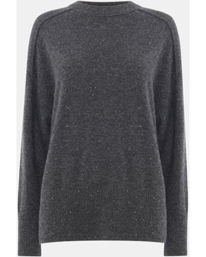 Whistles Cashmere Fleck Seam Neck Knit Sweater - Gray