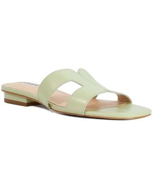 Dune Standard Fit Leather Loupe Smart Slider Sandals - Metallic