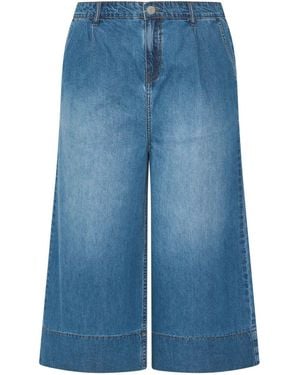 Yours Curve Yours Curve Deep Hem Wide Leg Cropped Trousers - Blue
