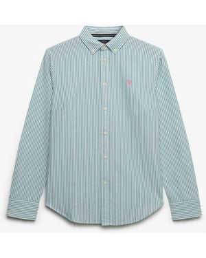 Superdry Double Emblem Stripe Rugby Shirt - Blue