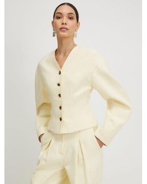 River Island Linen Look Cocoon Sleeve Seamed Jacket - Natural