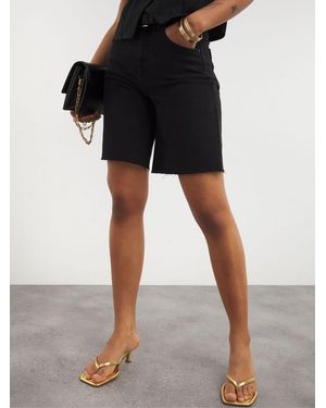 Simply Be Washed Denim Bermuda Shorts - Schwarz