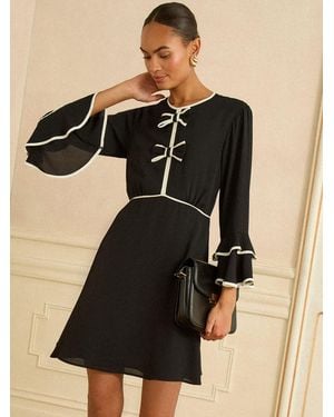 Love & Roses Flute Sleeve Mini Dress - Natural