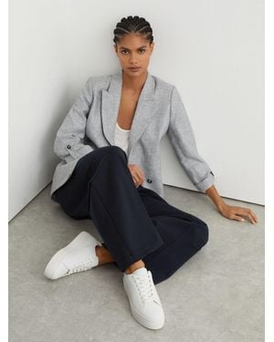 Reiss Francesca Leather Low-Top Sneakers - Gray