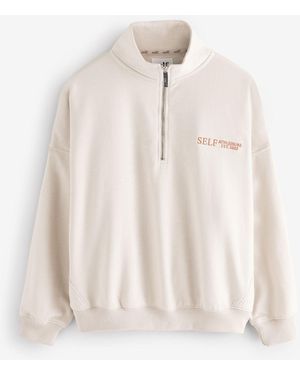 Self Half Zip Sweatshirt - White