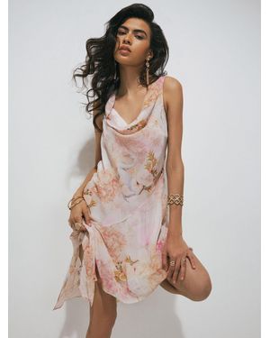 River Island Swan Print Cowl Mini Dress - Pink
