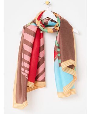 Oliver Bonas Parasol Striped Lightweight Scarf - Red