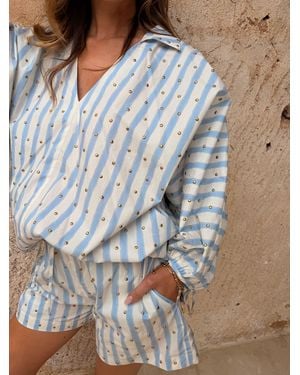 Never Fully Dressed Stripe Cara Shirt - Blue