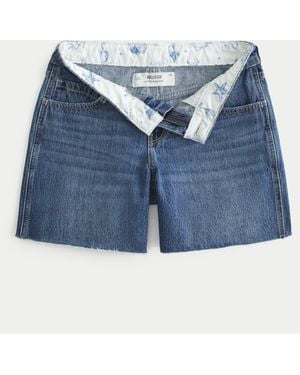 Hollister Baggy Raw Hem Shorts - Blue
