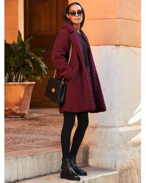 Sosandar Super Cosy Borg Coat - Brown