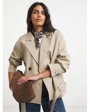 Simply Be Simply Be Chocolate Blouson Sleeve Trench Jacket - Natural
