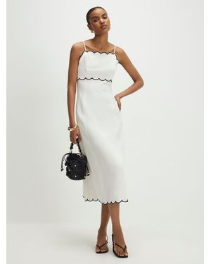 River Island Scallop Hem Maxi Linen Blend Dress - White