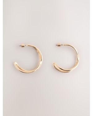 Next Tone Cross Over Hoop Earrings - Natural