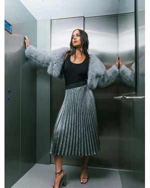 Roman Petite Pleated Skirt - Green