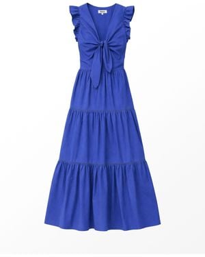 Ro & Zo Tie Front Poplin Dress - Blue