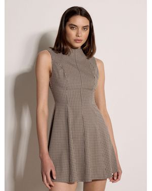 Apricot Heritage Check Fit And Flare Mini Dress - Brown