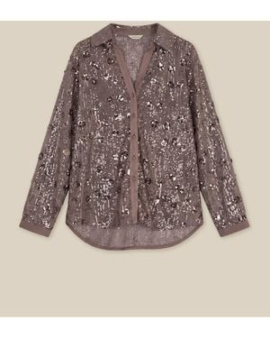 Monsoon Seema Long Sleeve Sequin Shirt - Brown