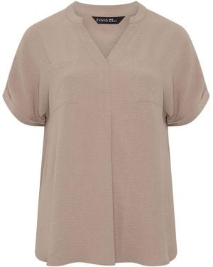 Evans Short Sleeve Utility Blouse - Natural