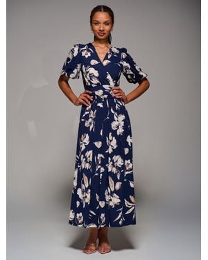 Jolie Moi Puff Sleeve Jersey Maxi Dress - Blue