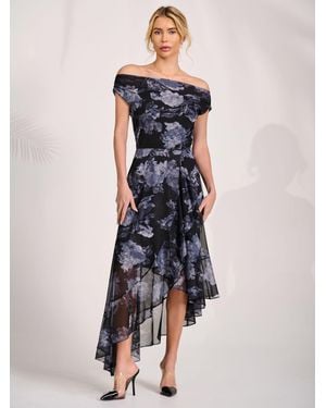 Jolie Moi Asymmetrical Mesh Midaxi Dress - Blue