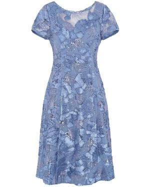 Gina Bacconi Masha Soutache Lace Midi Dress - Blue