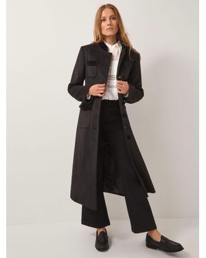 Monsoon Viv Velvet Trim Military Coat - Black