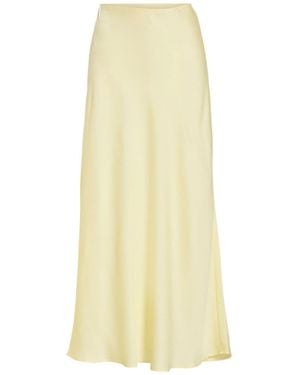 Vila High Waisted Satin Midi Skirt - Yellow