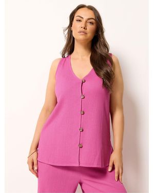 Yours Curve Textured Waistcoat - Pink