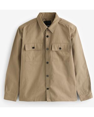 Threadbare Twill Button Up Shacket - Natural