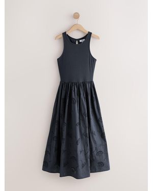 Next Broderie 2-In-1 Sleeveless Dress - Blue