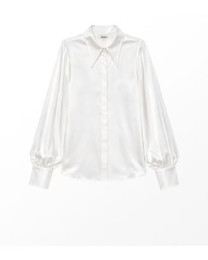 Ro & Zo Satin Statement Collar Shirt - Weiß