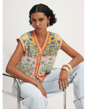 River Island Sleeveless Floral Knitted Waistcoat - White
