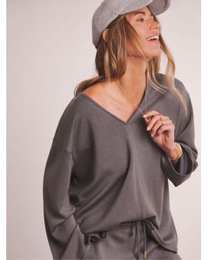 JD Williams Anthology By Premium V Neck Seam Detail Modal Sweatshirt - Gray