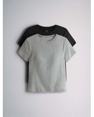 The Set 2 Pack Hidden Support Short Sleeve T-Shirts Marl - Gray