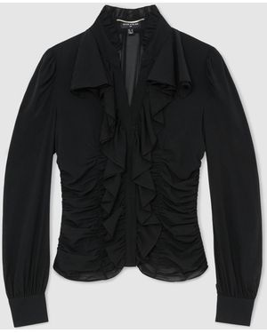 ATELIER Silk-Blend Ruffled Blouse - Black