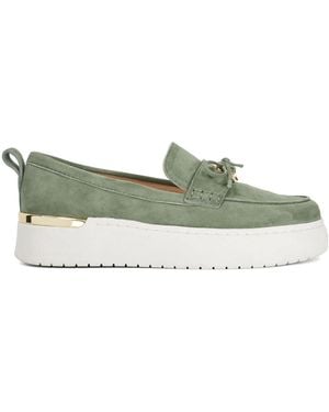 Dune Leather Glide Sport Sole Suede Loafers - Green
