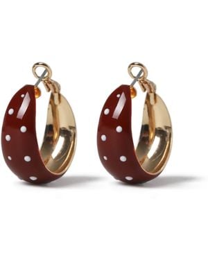 Aela Polka Dot Enamel Hoop Earrings - Red