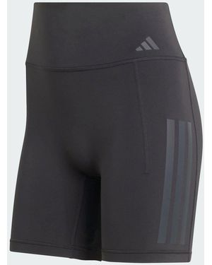 adidas Optime Workout 3-Stripes Short Leggings 6 Inch - Gray