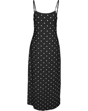 Noisy May Sleeveles Spot Print Maxi Dress - Black